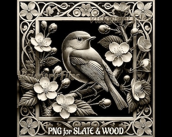 Bird 3D Illusion PNG Laser File, Spring 3D PNG, 3D Illusion engraving,  Slate Coaster Engraved, Laser Ready Engraving