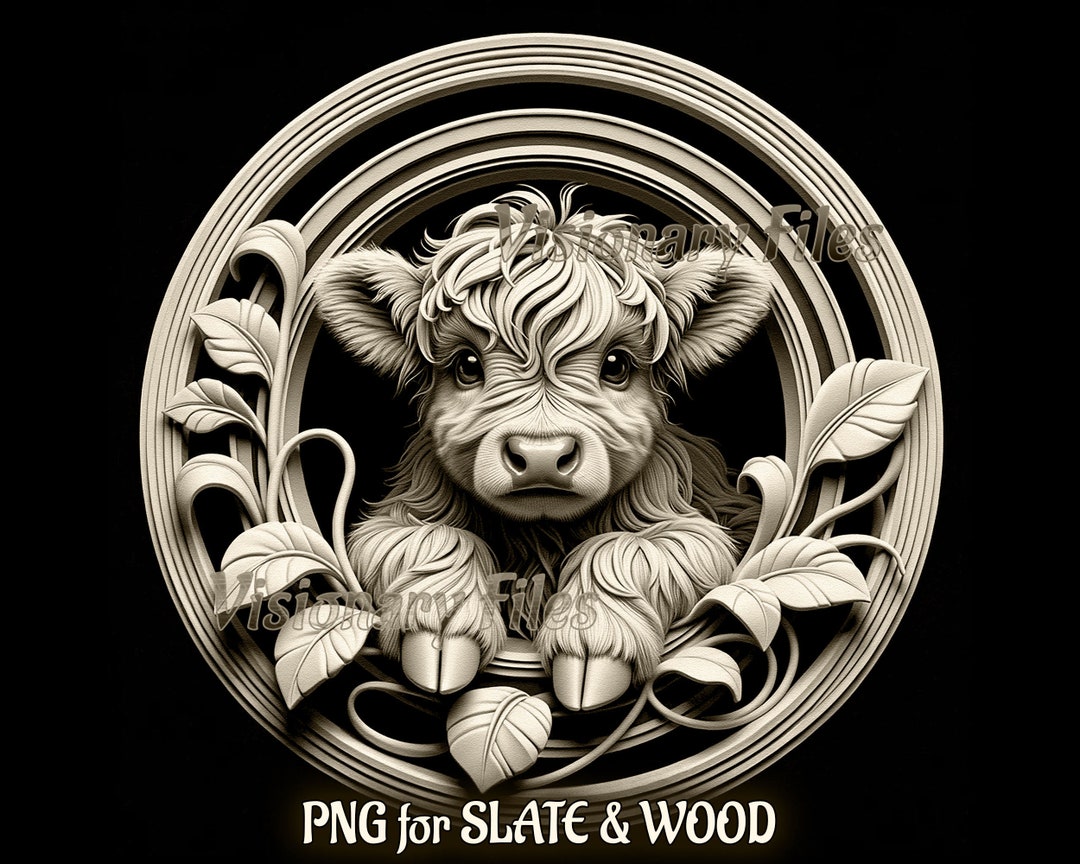 Highland Cow Baby 3D Illusion PNG Laser File (digital Download) - Etsy