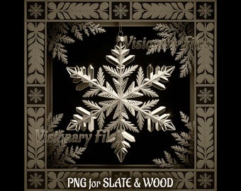 スノーフレーク3DイリュージョンPNGレーザーファイル、フェスティバル3D PNGバンドル、クリスマス3Dイリュージョン彫刻、スレートコースター彫刻、レーザー3D彫刻