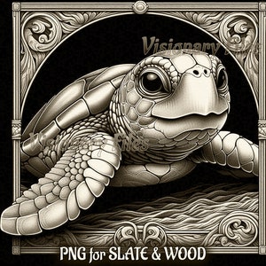 Sea Turtle 3D Illusion PNG Laser File, Turtle PNG, Sea Turtle Slate Coaster Engraved, Turtle Laser Ready 3d File , Sea Turtle Laser File
