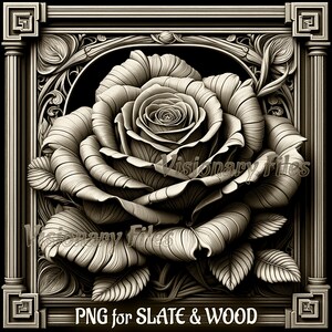 Rose Flower 3D Illusion PNG Laser File, Flower PNG, Rose PNG, Rose Flower Slate Coaster Gegraveerd, Rose Laser Ready 3D Gravure