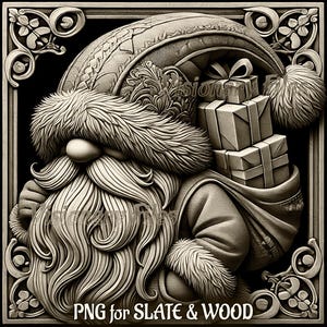 Christmas Gnome 3D Illusion PNG Laser File, Christmas 3D Illusion, Gnomes PNG, Gnome Slate Coaster Engraved, Gnome Laser Ready 3d Engraving