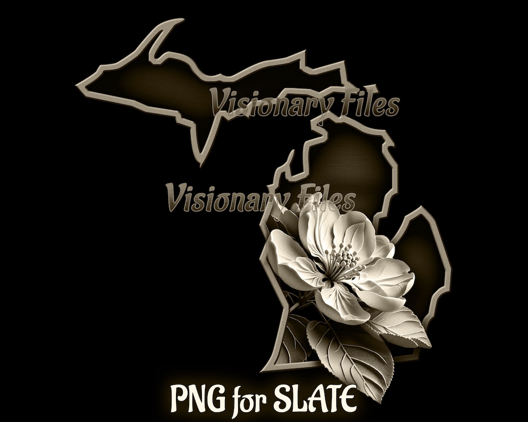Michigan 3D Illusion PNG Laser File for Slate, Michigan State Flower ...