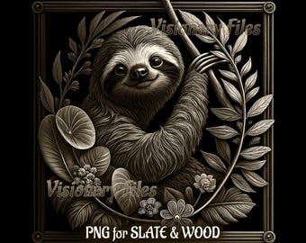 Sloth 3D Illusion Laser Engrave File, Sloth Laser Engrave File PNG, PNG Burn Digital Files, PNG Laser File, Slate Coaster Engraved