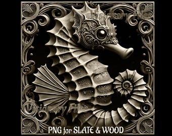 Seahorse 3D Illusion PNG Laser File, Seahorse 3D PNG, Sea Life 3D Illusion engraving, Ocean Coaster Engrave, Seahorse 3d Engraving