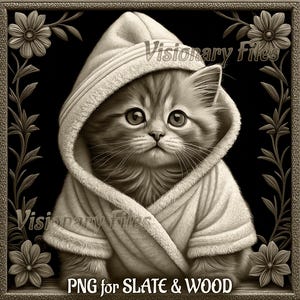 Cat in Bathrobe 3D Illusion PNG Laser File, Kitten 3D Illusion Engraving, Kitten Laser Files, Cat 3D PNG, 3D Illusion