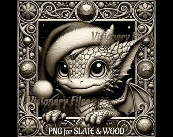 Dragon Santa 3D Illusion PNG Laser File, Dragon 3D PNG, 3D Illusion Christmas Laser Cut File Slate Engraved, Dragon 3D Design, Dragon File
