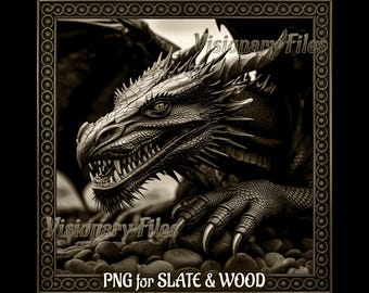 Fierce Dragon 3D Illusion PNG Laser File: Slate & Wood Engraving (Digital Download)