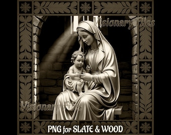 Mother Mary and Jesus 3D Illusion PNG Laser Files for Engraving (Digital Download