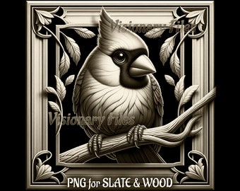 Cardinal Bird 3D Illusion PNG Laser File for Slate & Wood (Digital Download)
