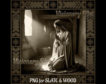 Mother Mary 3D Illusion PNG Laser File: Slate Engraving (Digital Download