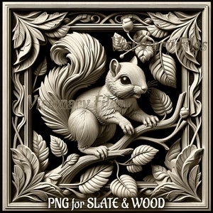 Squirrel 3D Illusion PNG Laser File, Squirrel PNG, Squirrel Slate Coaster Engraved, Squirrel Laser Ready 3d Engraving, Laser Engraving Files