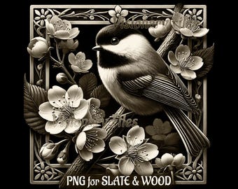 Bird 3D Illusion PNG Laser File, Spring 3D PNG, 3D Illusion engraving, Bird Slate Coaster Engraved, Laser Ready 3d Engraving, Engraving PNG