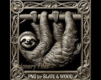 Sloth 3D Illusion Laser Engrave File: Laser Burn PNG Digital Files