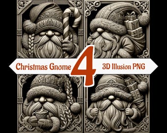 クリスマス ノーム 3D イリュージョン PNG レーザー ファイル、クリスマス 3D PNG バンドル、ノーム 3D イリュージョン彫刻、ノーム 3D イリュージョン、レーザー対応 3D