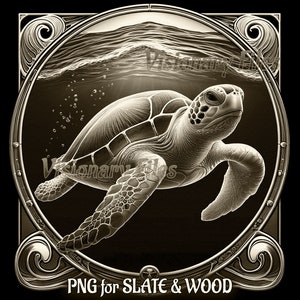 Sea Turtle 3D Illusion PNG Laser File, Turtle PNG, Sea Turtle Slate Coaster Engraved, Turtle Laser Ready 3d File , Sea Turtle Laser File
