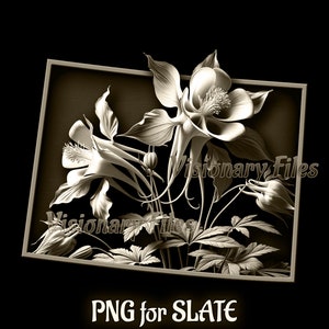 Colorado State Flower 3D Illusion PNG Laser File for Slate, Colorado 3D PNG, American State Rocky Mountain Columbine file, US State Flower