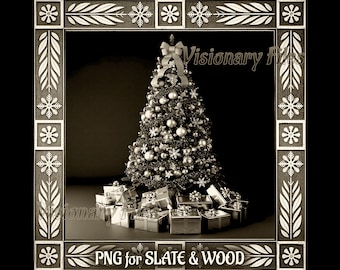 Christmas Tree 3D Illusion PNG Laser File: Slate Engraving (Digital Download)