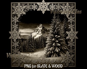 Winter Landscape 3D Illusion Laser File: Christmas PNG Engraving (Digital Download