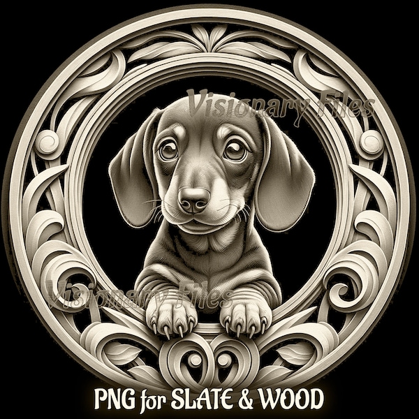 Dachshund 3D Illusion PNG Laser File, Dog PNG, Puppy PNG, Dog Slate Coaster Engraved, Dog Laser Ready 3d Engraving, Dog Laser Engraving File