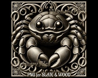 Crab 3D Illusion PNG Laser File: Sea Life Engraving (Digital Download