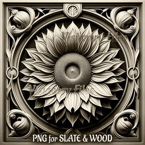 Sunflower 3D Illusion PNG Laser File, Sunflower PNG, Flower Slate Coaster Engraved, Sunflower Laser Ready 3d Engraving, Laser Engraving File