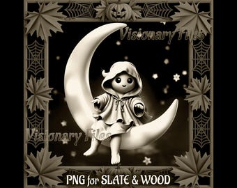 Ghost 3D Illusion PNG-laserbestand: Halloween-gravure (digitale download)