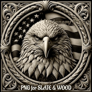 American Eagle 3D Illusion PNG Laser File, Eagle PNG, Eagle Slate Coaster Engraved, Eagle Laser Ready 3d Engraving, Eagle Laser Files