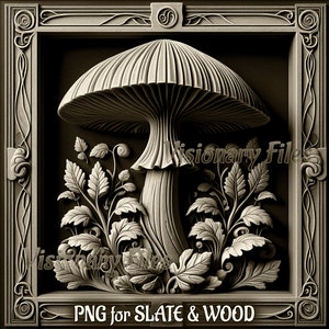 Mushroom 3D Illusion PNG Laser File, Mushroom PNG, Mushroom Slate Coaster Engraved, Mushroom Laser Ready 3d Engraving, Mushroom Laser Files