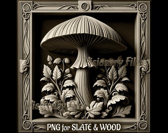 Mushroom 3D Illusion PNG Laser File, Mushroom PNG, Mushroom Slate Coaster Engraved, Mushroom Laser Ready 3d Engraving, Mushroom Laser Files
