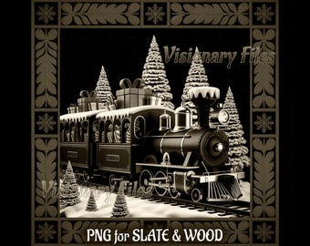 Christmas Train 3D Illusion PNG Laser File: Festive Engraving Design (Digital Download)
