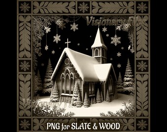 Christmas Church 3D Illusion PNG Laser File: Religious Chapel Christmas Engraving Design (Digital Download)