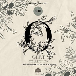Olijf Svg-bundel: 130 bloemenelementen, takken, kaders, letters (+ png, eps, ai)