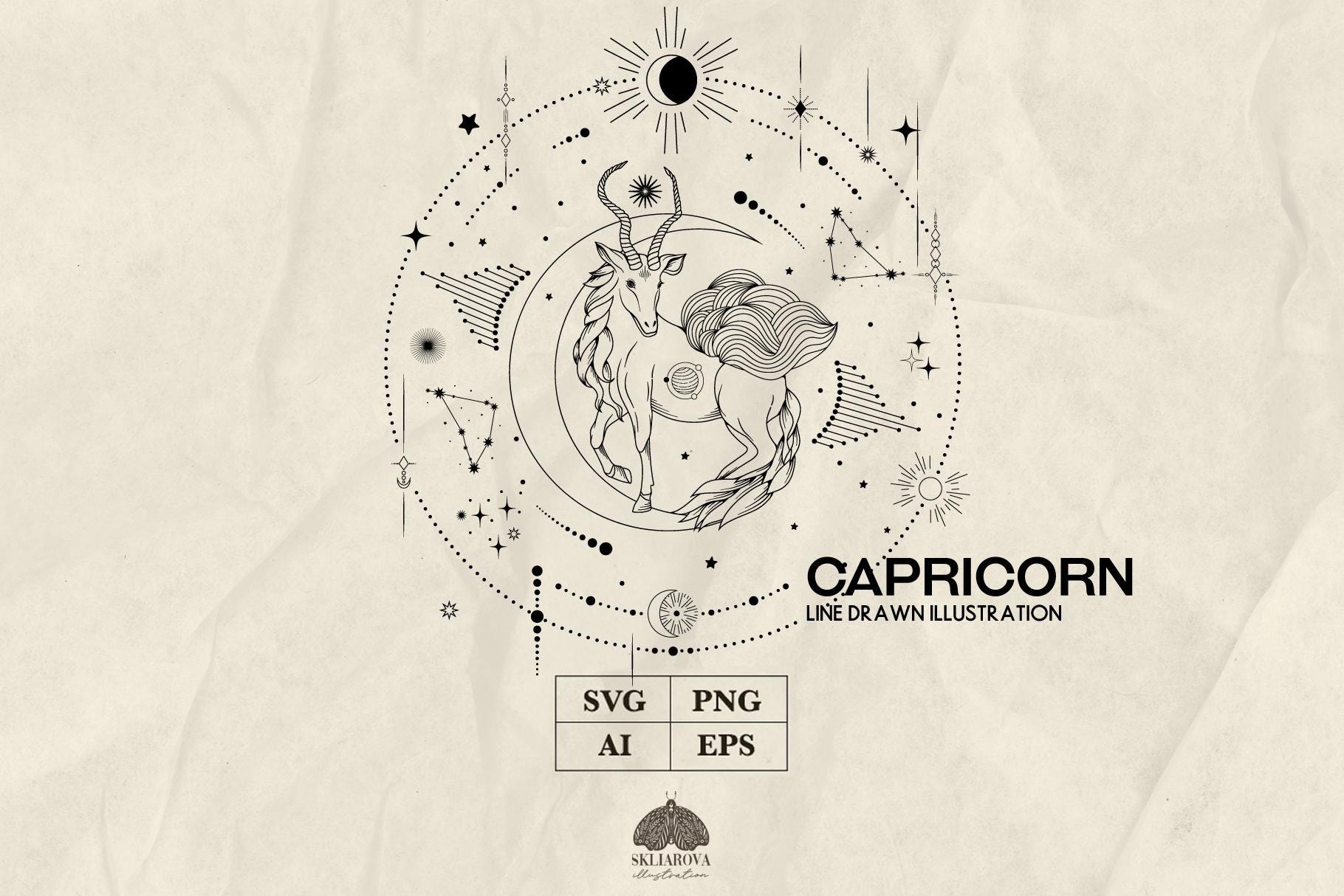 Capricorn Svg Zodiac Sign Design Svg Astrology Zodiac Symbol Svg ...