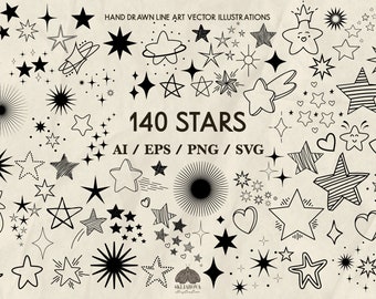 Stars Svg Bundle Hand drawn stars clipart Sparkles Svg Doodle Stars Svg Sketch Stars Ink Stars Png Vector Celestial Svg Files for cricut