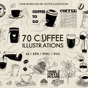 Paquete SVG de café Granos de café Svg Letrero de café Taza de café Svg Capuchino Svg Barista Svg Bebida Svg Café para llevar Silueta de taza de café Png