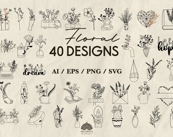 Wildflower Svg Bundle Floral Bouquets Svg Wildflower svg Line Art Flower Design Svg Logo Icons Minimalist Floral Silhouette Vintage Svg Png