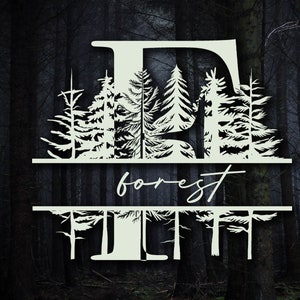 Skogsdelat monogram SVG-paket: Bröllopsalfabetbokstäver i tallträd (+ PNG, EPS) bild 5