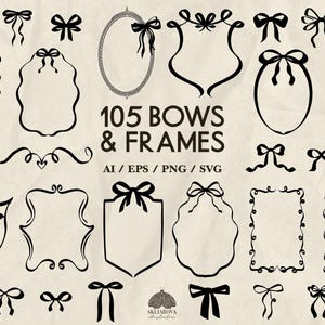 Bögen und Rahmen Rahmen Svg Bundle Schrulliger Rahmen Curly Borders Clipart Handgezeichneter gewellter Rahmen Png Black Ribbon Rahmen Hochzeitsrahmen für die Einladung