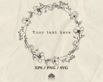 Appelbloesem bloemenkrans SVG: lente bruiloft frame (+ png, eps)