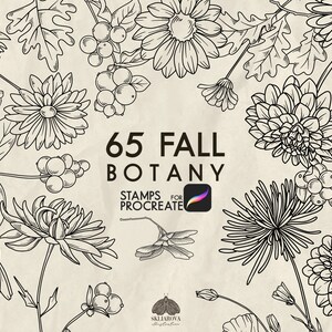 Fall Floral Stamps for Procreate: 65 Autumn Botanical Brushes (Procreate iPad Only)