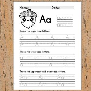 26 Printable Alphabet Tracing Worksheets, ABC Tracing, Uppercase and Lowercase Tracing, Preschool-Kindergarten Handwriting Practice