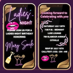 Ladies Night Invitation Template, Digital Video Ladies Night Invitation, Animated Ladies Night Invite, Girls Night Digital Invite