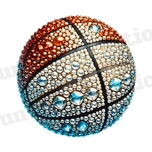 Rhinestone Basketball Clipart Set, Faux Rhinestone Basketball PNG, Sparkling Basketball PNG ...