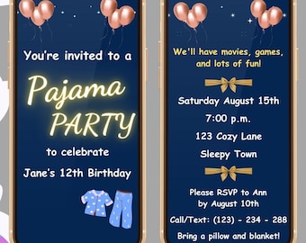 Pajama Party Invitation Template, Digital Video Pajama Party Invite, Animated Pajama Party Invite, Sleepover Slumber Party Invitation