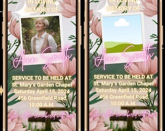 Rosa Blumen Beerdigung Einladung Vorlage, Digital Video Rosa Blumen Beerdigung einladen, Beerdigung Service einladen, Beerdigung Service-Ankündigung