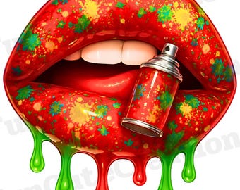 Graffiti Dripping Lips PNG, Urban Lip Art PNG, Spray Paint Lips PNG, Street Art Lips Clipart, Hip Hop Lips Clipart, Colorful Lip Clipart
