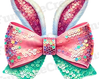 Coquete Laço Lantejoulas Coelho Páscoa PNG, Coquete Laço Páscoa PNG, Coquete Camisa Design, Coelho PNG, Orelhas De Coelho, Coquete Laço Rosa, Presente De Coelho