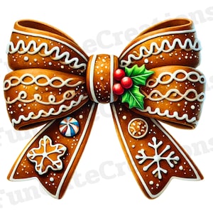 Gingerbread Coquette Bow PNG, Coquette Christmas PNG, Coquette Winter Bow Clipart, Girly Holiday Bow, Gingerbread Shirt PNG, Cute Cookie Bow