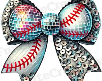 Laço de beisebol Silver Coquette PNG, Laço de beisebol Coquette, Dia de jogo PNG, Laço de beisebol disco PNG, Camisa Coquette, Presente para amantes de beisebol